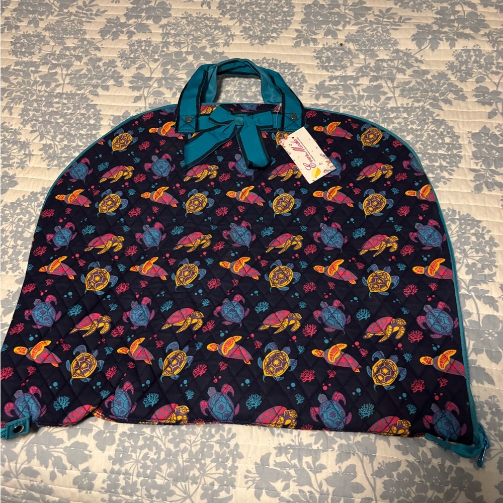 Colorful Quilted Turtle Print Garment Bag NWT
